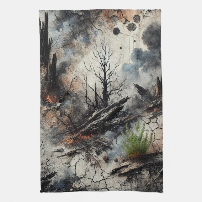 Wildfire Aftermath Artistic Kitchen Towel (Vertical)