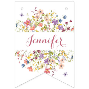 Wildflower 1st Birthday Banner Floral Happy