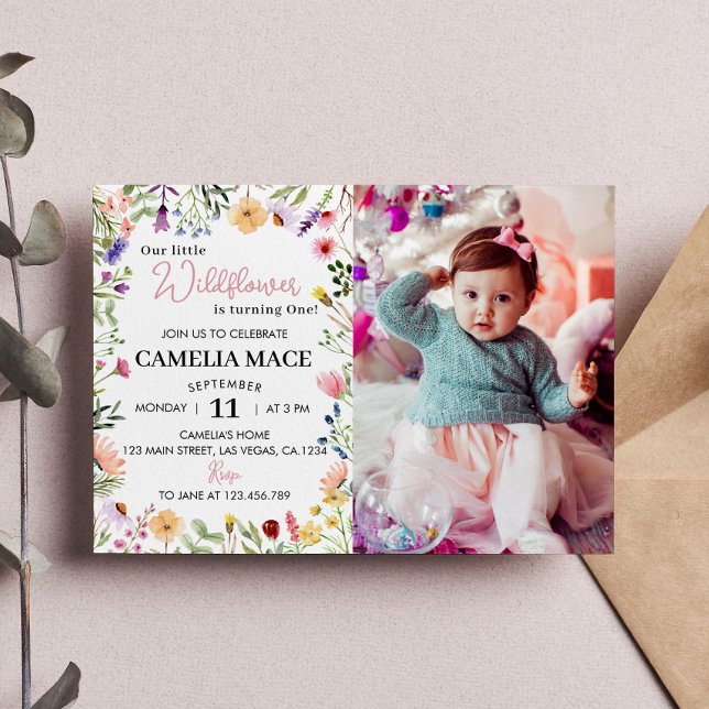Wildflower 1st Birthday Invitation (Creator Uploaded)