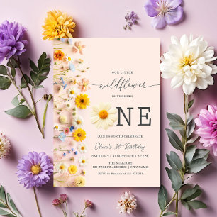Wildflower 1st Birthday Invitation