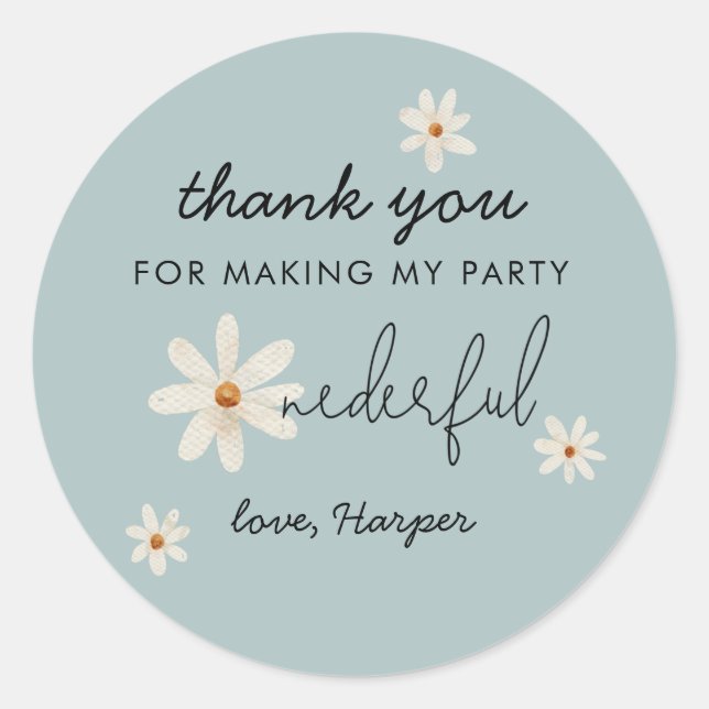 Wildflower 1st Birthday ONEderful favour Classic Round Sticker (Front)