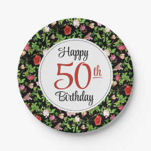 Wildflower 50th Birthday Paper Plate