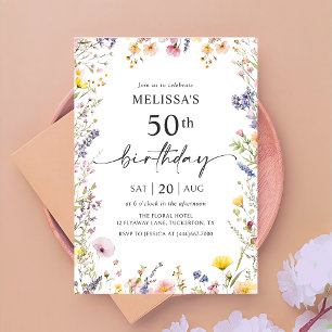 Wildflower 50th Birthday Party Invitation