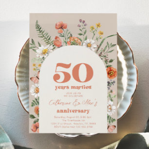 Wildflower 50th Wedding Anniversary Invitation