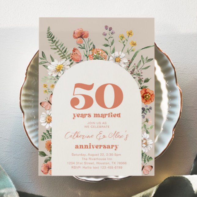 Wildflower 50th Wedding Anniversary Invitation (Creator Uploaded)