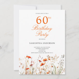 Wildflower 60th Birthday Party  Invitation