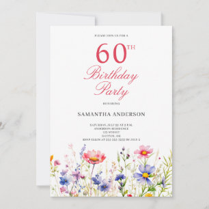 Wildflower 60th Birthday Party  Invitation
