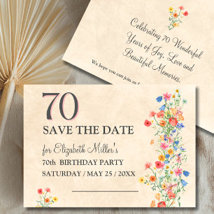 Wildflower 70th Birthday Elegant Save The Date