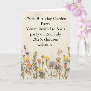 Wildflower 70th Birthday Garden Party Floral Card