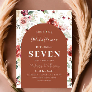 Wildflower 7th Birthday Invitation