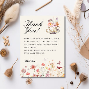 Wildflower a baby is brewing tea party baby shower thank you card