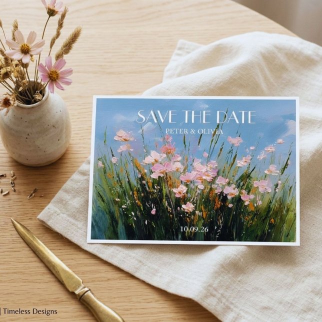 Wildflower Acrylic Art Save the Date Postcard (Creator Uploaded)