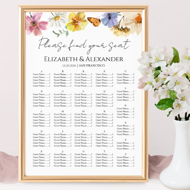 Wildflower Alphabetical Wedding Seating Chart (Creator Uploaded)