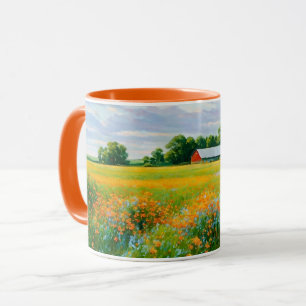 Wildflower and Barn Art Mug Cup