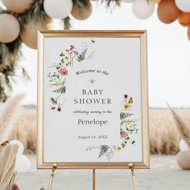Wildflower and Bees Baby Shower Welcome Sign (Creator Uploaded)