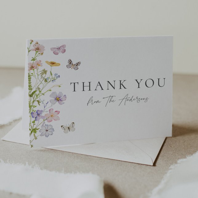 Wildflower and Butterflies Shower Thank You Card (Creator Uploaded)