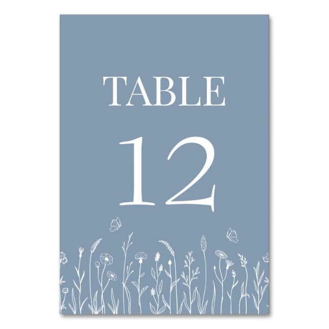 Wildflower and Butterflies Table Number Card (Front)