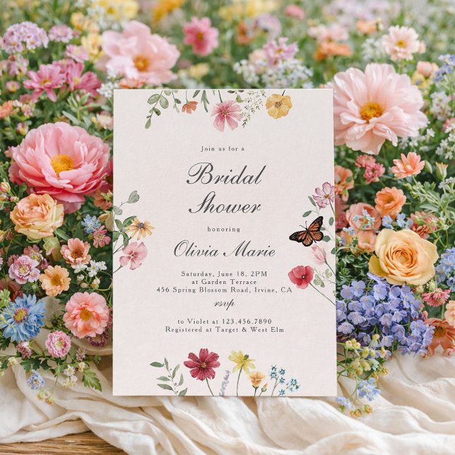Wildflower and Butterfly Bridal Shower Invitation (Creator Uploaded)