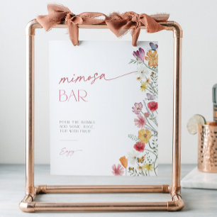 Wildflower and Butterfly Mimosa Bar Cocktail Drink Pedestal Sign