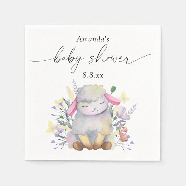 Wildflower and lamb - Baby shower Napkin (Front)