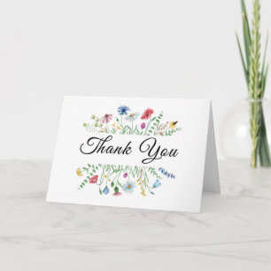 Wildflower and Pink Folded Thank You Card