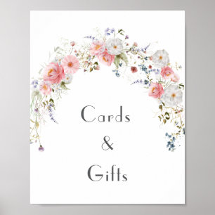 Wildflower Arc Pink White Wedding Cards & Gifts Poster