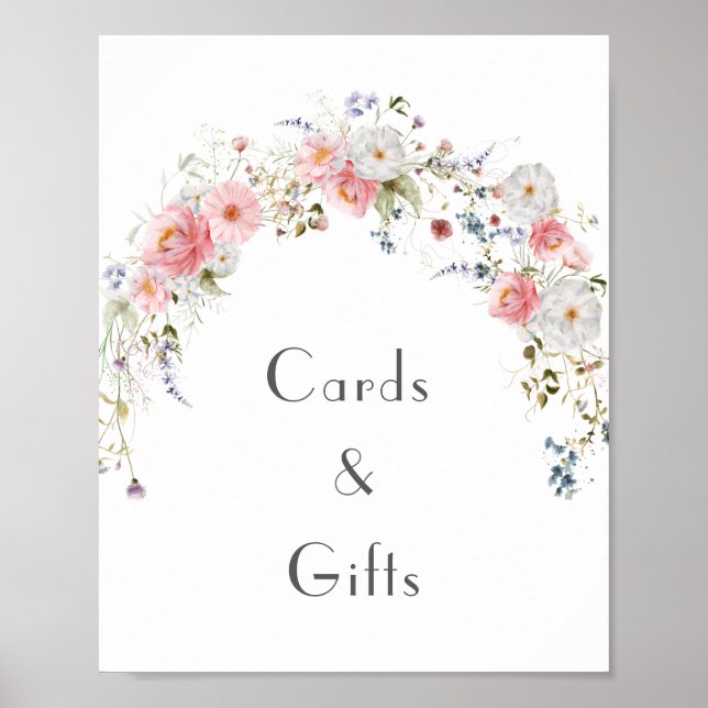 Wildflower Arc Pink White Wedding Cards & Gifts Poster (Front)