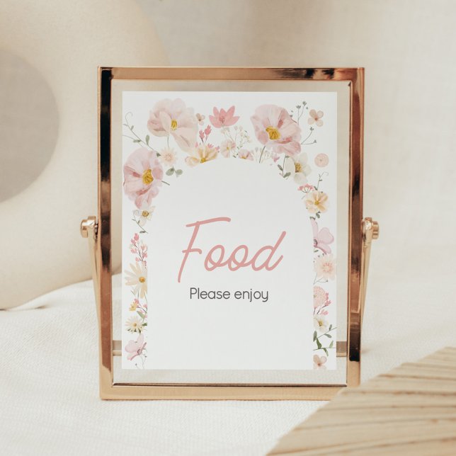 Wildflower Arch Baby in Bloom Baby Shower Food Poster (Boho Arch Wildflower Baby in Bloom Baby Shower Food Sign)