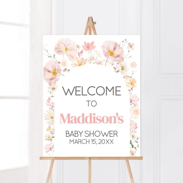Wildflower Arch Baby in Bloom Baby Shower Welcome Poster (Boho Arch Wildflower Baby in Bloom Baby Shower Welcome Sign)