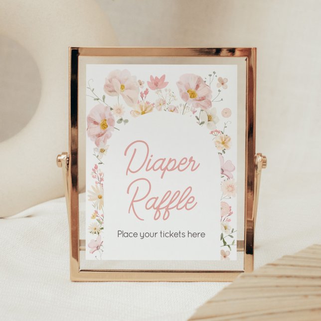Wildflower Arch Baby in Bloom Diaper Raffle Poster (Boho Arch Wildflower Baby in Bloom Baby Shower Diaper Raffle Sign)
