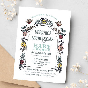 Wildflower Arch Garden Party Baby Shower Invitation