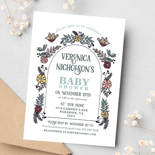 Wildflower Arch Garden Party Baby Shower Invitation (Creator Uploaded)
