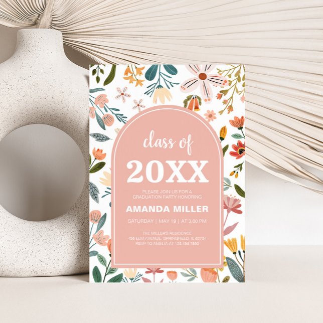Wildflower Arch Graduation Party Invitation (Wildflower Meadow Graduation Party Invitation)