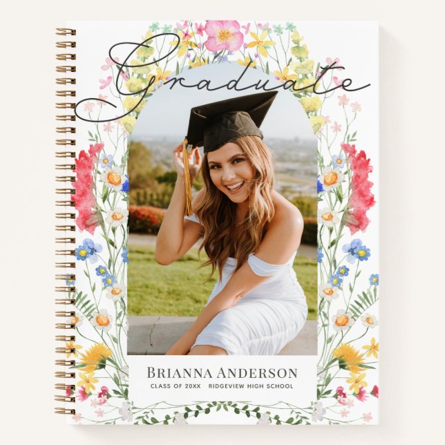 Wildflower Arch Photo Graduation Guest Book (Front)