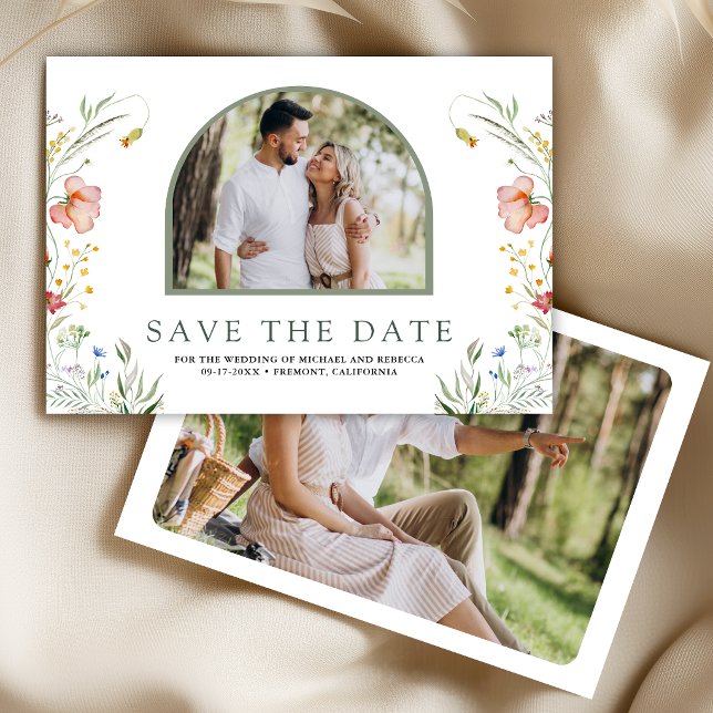 Wildflower Arch Photo Wedding Save The Date (Creator Uploaded)