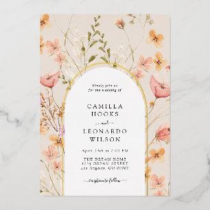 Wildflower Arch Wedding Invitation Foil Invitation