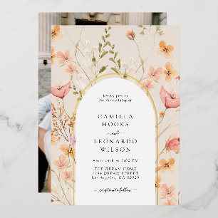 Wildflower Arch Wedding Photo Invitation 