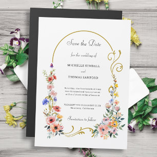 Wildflower Arch Wedding Save the Date Magnetic Invitation