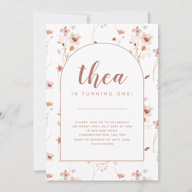 Wildflower Arched Birthday Invitation (Front)