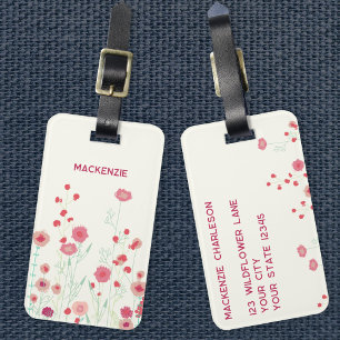 Wildflower Art Personalised Name Luggage Tag