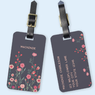 Wildflower Art Personalised Name Luggage Tag