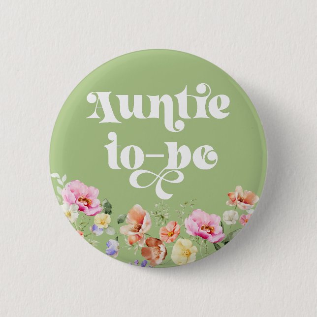 Wildflower auntie to be 6 cm round badge (Front)