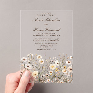 Wildflower Autumn Fall Floral Wedding Acrylic Invitations