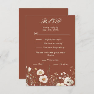 Wildflower Autumn Fall Floral Wedding RSVP Card