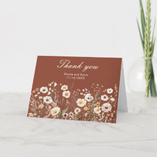 Wildflower Autumn Fall Floral Wedding Thank You Card
