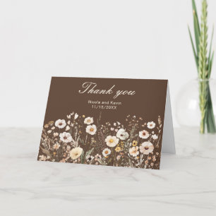 Wildflower Autumn Fall Floral Wedding Thank You Card