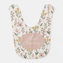 Wildflower Baby Bib Pink Muted Tones