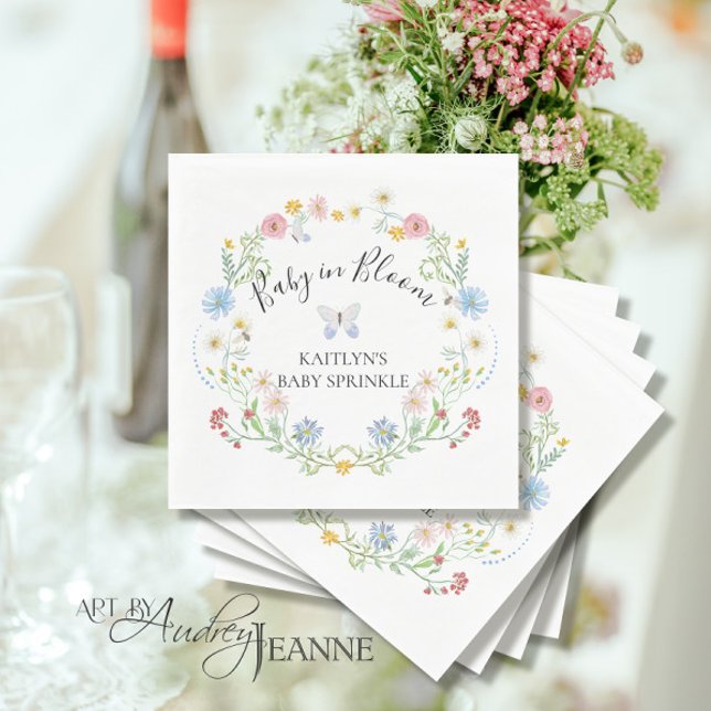 Wildflower Baby Bloom Floral Watercolor Sprinkle Napkin (Creator Uploaded)