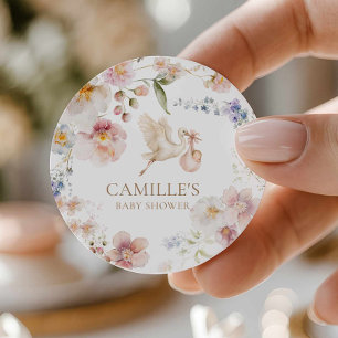 Wildflower Baby Bloom Shower Classic Round Sticker