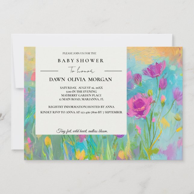 WILDFLOWER BABY FLORAL BABY SHOWER INVITATION   (Front)